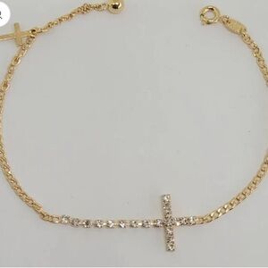 Laminated Gold Curb Link Cross Bracelet